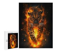 Puzzle pour Adolescents 500 PCS Pièces De Puzzle Fiery Leopard Puzzles pour Adultes, Jeu Familial Anti-Stress, Défi À Relever 500 PCS