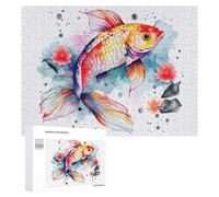 Puzzle pour Adolescents 500 PCS Pièces De Puzzle Koi Fish Watercolor Puzzles pour Adultes, Jeu Familial Anti-Stress, Défi À Relever 500 PCS