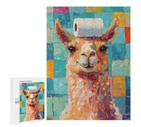 Puzzle pour Adolescents 500 PCS Pièces De Puzzle Llama with Toilet Paper Hat Puzzles pour Adolescents - Décoration Murale - Cadeaux pour Femmes, Amis Et Famille 500 PCS