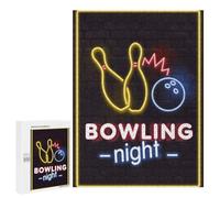 Puzzle pour Adolescents 500 PCS Pièces De Puzzle Neon Light Bowling Night Puzzles pour Adolescents - Décoration Murale - Cadeaux pour Femmes, Amis Et Famille 500 PCS