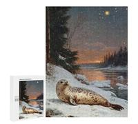 Puzzle pour Adolescents 500 PCS Pièces De Puzzle Seal in Winter Landscape Painting Puzzles pour Adolescents - Décoration Murale - Cadeaux pour Femmes, Amis Et Famille 500 PCS