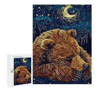 Puzzle pour Adolescents 500 PCS Pièces De Puzzle Sleeping Bear Under Starry Night Puzzles pour Adolescents - Décoration Murale - Cadeaux pour Femmes, Amis Et Famille 500 PCS