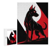 Puzzle pour Adolescents 500 PCS Pièces De Puzzle Stylized Black Dog with Red Accents Puzzles pour Adolescents - Décoration Murale - Cadeaux pour Femmes, Amis Et Famille 500 PCS