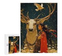 Puzzle pour Adolescents 500 PCS Pièces De Puzzle Woman and White Stag Puzzles pour Adolescents - Décoration Murale - Cadeaux pour Femmes, Amis Et Famille 500 PCS