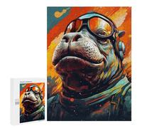 Puzzle pour Adolescents 500 PCS Pitbull Aviator Goggles Art Print Puzzles pour Adultes - Jeu Éducatif Anti-Stress Et Défi Unique 500 PCS