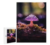 Puzzle pour Adolescents 500 PCS Purple Mushroom with Dew Drops Puzzles pour Adultes Jeux De Bricolage Analyse Et Logique Jeu Stimulant Cadeaux 500 PCS