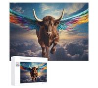 Puzzle pour Adolescents 500 PCS Rainbow-Winged Bull Soars Above Clouds Puzzle pour Adultes Jeux Relaxants pour Améliorer La Mémoire Cadeaux d'anniversaire Et De Noël Uniques 500 PCS