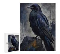 Puzzle pour Adolescents 500 PCS Raven Perched on Rock Digital Art Puzzles pour Adultes Jeux De Famille Cadeau d'anniversaire Activités Amusantes À La Maison, 500 PCS
