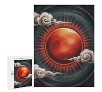 Puzzle pour Adolescents 500 PCS Red Sun with Clouds Digital Art Puzzle pour Adultes Jeux Relaxants, Amusants Et Humoristiques Cadeaux d'anniversaire Uniques 500 PCS