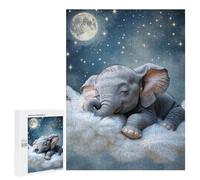 Puzzle pour Adolescents 500 PCS Sleeping Baby Elephant on Cloud Jeux De Puzzle en Famille pour S'amuser en Famille Cadeaux d'anniversaire Et Cadeaux Uniques 500 PCS