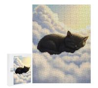 Puzzle pour Adolescents 500 PCS Sleeping Kitten on Clouds Jeux De Puzzle en Famille pour S'amuser en Famille Cadeaux d'anniversaire Et Cadeaux Uniques 500 PCS