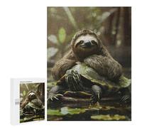 Puzzle pour Adolescents 500 PCS Sloth Chilling on Turtle Puzzles pour Adultes Jeux De Bricolage Analyse Et Logique Jeu Stimulant Cadeaux 500 PCS