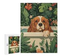 Puzzle pour Adolescents 500 PCS Spaniel Cavalier Dog in A Bath Tub Puzzle pour Adultes - Jeu Manuel - Décoration Murale - Difficile Et Stimulant 500 PCS