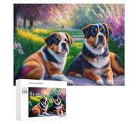 Puzzle pour Adolescents 500 PCS Spring Dogs in Bloom Puzzle pour Adultes - Jouet À Monter Soi-même - Défi Difficile - Cadeaux De Noël Et d'anniversaire 500 PCS