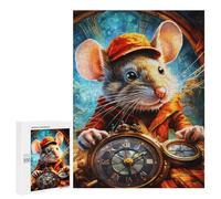 Puzzle pour Adolescents 500 PCS Steampunk Mouse with Clocks Puzzle pour Adultes Jeux Relaxants pour Améliorer La Mémoire Cadeaux d'anniversaire Et De Noël Uniques 500 PCS