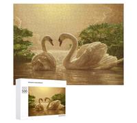 Puzzle pour Adolescents 500 PCS Swans on The Lake Wallpaper Puzzle pour Adultes - Jeu Manuel - Décoration Murale - Cadeaux Uniques pour Anniversaire Et Noël 500 PCS