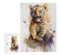 Puzzle pour Adolescents 500 PCS Tiger Watersketch Puzzles pour Adultes Jeux De Bricolage Analyse Et Logique Jeu Stimulant Cadeaux 500 PCS