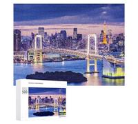 Puzzle pour Adolescents 500 PCS Tokyo Cityscape with Rainbow Bridge Puzzle pour Adultes - Jeu Manuel - Décoration Murale - Cadeaux Uniques pour Anniversaire Et Noël 500 PCS