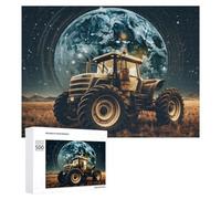 Puzzle pour Adolescents 500 PCS Tractor on Mars with Earth in Background Puzzle pour Adultes - Jouet À Monter Soi-même - Défi Difficile - Cadeaux De Noël Et d'anniversaire 500 PCS