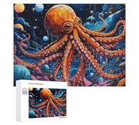 Puzzle pour Adolescents 500 PCS Underwater Fantasy Octopus in Space Puzzle pour Adultes - Jouet À Monter Soi-même - Défi Difficile - Cadeaux De Noël Et d'anniversaire 500 PCS