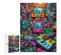 Puzzle pour Adolescents 500 PCS Vibrant Retro Gaming Collage -2 Puzzle pour Adultes - Jouet À Monter Soi-même - Défi Difficile - Cadeaux De Noël Et d'anniversaire 500 PCS
