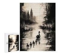 Puzzle pour Adolescents 500 PCS Vintage Serenity - Duck Family on A Peaceful Lake Puzzle pour Adultes Jeux Relaxants, Amusants Et Humoristiques Cadeaux d'anniversaire Uniques 500 PCS
