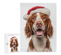 Puzzle pour Adolescents 500 PCS Welsh Springer Spaniel Dog with Santa Hat Portrait Puzzle pour Adultes Jeux De Détente Décoration Parfaite Cadeaux d'anniversaire Et Cadeaux Uniques 500 PCS
