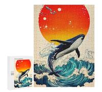 Puzzle pour Adolescents 500 PCS Whale Ocean Waves Sunset Puzzle pour Adultes - Jeu Manuel - Décoration Murale - Difficile Et Stimulant 500 PCS