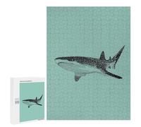 Puzzle pour Adolescents 500 PCS Whale Shark Illustration on Teal Background Puzzle pour Adultes Jeux Relaxants, Amusants Et Humoristiques Cadeaux d'anniversaire Uniques 500 PCS