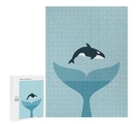 Puzzle pour Adolescents 500 PCS Whale Tail and Orca Puzzle pour Adultes Jeux Relaxants, Amusants Et Humoristiques Cadeaux d'anniversaire Uniques 500 PCS