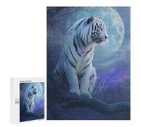 Puzzle pour Adolescents 500 PCS White Tiger Moonlit Night Puzzles pour Adultes Découpe De Précision Stimule Le Cerveau Jeu Amusant Et Stimulant pour Toute La Famille 500 PCS