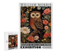 Puzzle pour Adolescents 500 PCS William Morris Owl Floral Exhibition Puzzles pour Adultes - Décoration Murale - Idée pour Passer Le Temps À La Maison - Anniversaire, Noël 500 PCS