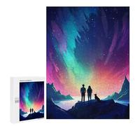 Puzzle pour adolescents 500 pièces Aurora Galaxy Night Couple Puzzle pour adultes, Jeu de réflexion, Décoration parfaite, Amusement pour les activités à la maison, 500 pièces