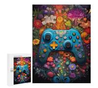 Puzzle pour adolescents 500 pièces Floral Gaming Controller Artwork - 3 puzzles anti-stress, décoration parfaite, activités amusantes pour la maison, 500 pièces