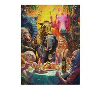 Puzzle pour Adolescents 52x38cm/1000pcs Animals Celebrating Together Puzzles pour Adultes Jeux Relaxants Difficulté Difficile Cadeaux Uniques d'anniversaire Et De Noël 52x38cm/1000pcs