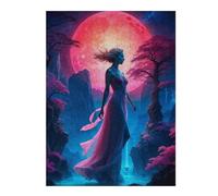 Puzzle pour Adolescents 52x38cm/1000pcs Beautiful Red Moon Lady Jeu De Réflexion pour Adultes, Amusant Et Humoristique, pour Stimuler Votre Cerveau 52x38cm/1000pcs