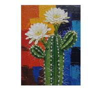 Puzzle pour Adolescents 52x38cm/1000pcs Blooming Cactus Painting with Colorful Background Jeu De Puzzle Pratique : Analyse Et Logique, Cadeaux De Noël Et d'anniversaire 52x38cm/1000pcs