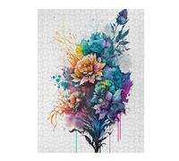 Puzzle pour Adolescents 52x38cm/1000pcs Bouquet Watercolor Art Puzzles pour Adolescents - Décoration Murale - Améliore La Mémoire - Cadeaux De Noël Et d'anniversaire 52x38cm/1000pcs