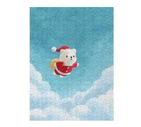 Puzzle pour Adolescents 52x38cm/1000pcs Christmas Bear Flying in The Sky Puzzle Anti-Stress, Jouet Idéal pour Se Détendre Pendant Les Vacances À La Maison, Parfait comme Cadeau 52x38cm/1000pcs