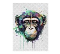Puzzle pour Adolescents 52x38cm/1000pcs Colorful Chimpanzee Portrait Art Print Puzzle pour Adultes Jeu Manuel Défi Difficile Jeu Stimulant Cadeaux 52x38cm/1000pcs