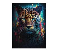 Puzzle pour Adolescents 52x38cm/1000pcs Colorful Leopard Portrait Puzzle Anti-Stress, Jouet Idéal pour Se Détendre Pendant Les Vacances À La Maison, Parfait comme Cadeau 52x38cm/1000pcs