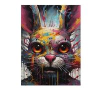 Puzzle pour Adolescents 52x38cm/1000pcs Colorful Rabbit Painting Puzzle Adulte Anti-Stress, Décoration Murale, Idéal comme Cadeau pour Toute La Famille 52x38cm/1000pcs
