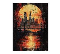 Puzzle pour Adolescents 52x38cm/1000pcs Crimson Metropolis Gothic New York at Sunset Puzzle pour Adultes, Jouet, Décoration Murale, Défi Difficile, Activités Amusantes À La Maison 52x38cm/1000pcs