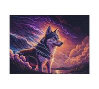 Puzzle pour Adolescents 52x38cm/1000pcs Electric Wolf Storm Art Puzzle Anti-Stress, Jouet Idéal pour Se Détendre Pendant Les Vacances À La Maison, Parfait comme Cadeau 52x38cm/1000pcs