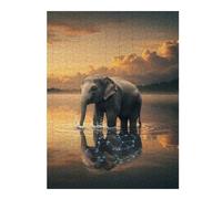Puzzle pour Adolescents 52x38cm/1000pcs Elephant in Water with Constellation Reflection Puzzle pour Adultes, Jouet, Décoration Murale, Défi Difficile, Activités Amusantes À La Maison 52x38cm/1000pcs