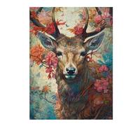 Puzzle pour Adolescents 52x38cm/1000pcs Fantasy Deer with Flowers Puzzle Anti-Stress, Jouet Idéal pour Se Détendre Pendant Les Vacances À La Maison, Parfait comme Cadeau 52x38cm/1000pcs