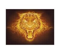 Puzzle pour Adolescents 52x38cm/1000pcs Flaming Tiger Artwork Puzzles pour Adultes Jeu Pratique, Amusant Et Humoristique Aidez Votre Cerveau À Faire Travailler 52x38cm/1000pcs
