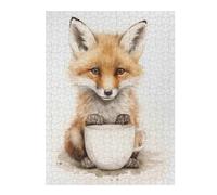Puzzle pour Adolescents 52x38cm/1000pcs Fox with Coffee Mug Puzzles pour Adolescents, Jouets Anti-Stress, Cadeaux pour Femmes, Interaction Parent-Enfant 52x38cm/1000pcs