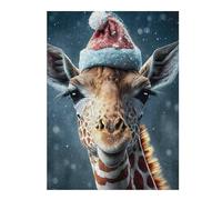 Puzzle pour Adolescents 52x38cm/1000pcs Giraffe in Santa Hat Puzzles pour Adultes Jeu De Réflexion Course De Vitesse Interaction Parent-Enfant 52x38cm/1000pcs