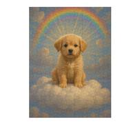 Puzzle pour Adolescents 52x38cm/1000pcs Golden Retriever Puppy on Cloud with Rainbow Jeu De Puzzle Pratique : Analyse Et Logique, Cadeaux De Noël Et d'anniversaire 52x38cm/1000pcs